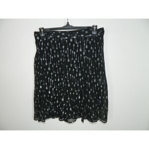The Kooples Skirts Size 3 Medium‎ Black Silver Metallic Polka Dot Side Zip
